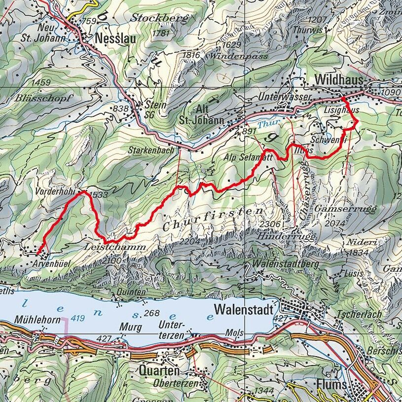 200913 Arvenbühl - Wildhaus Map