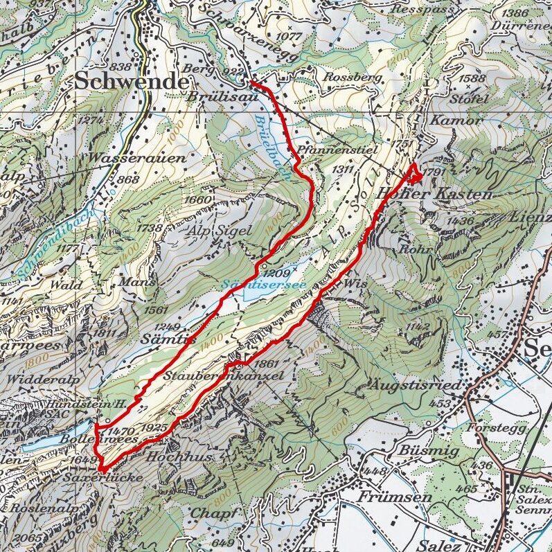 20171013 Bollenwees - Hoher Kasten Map