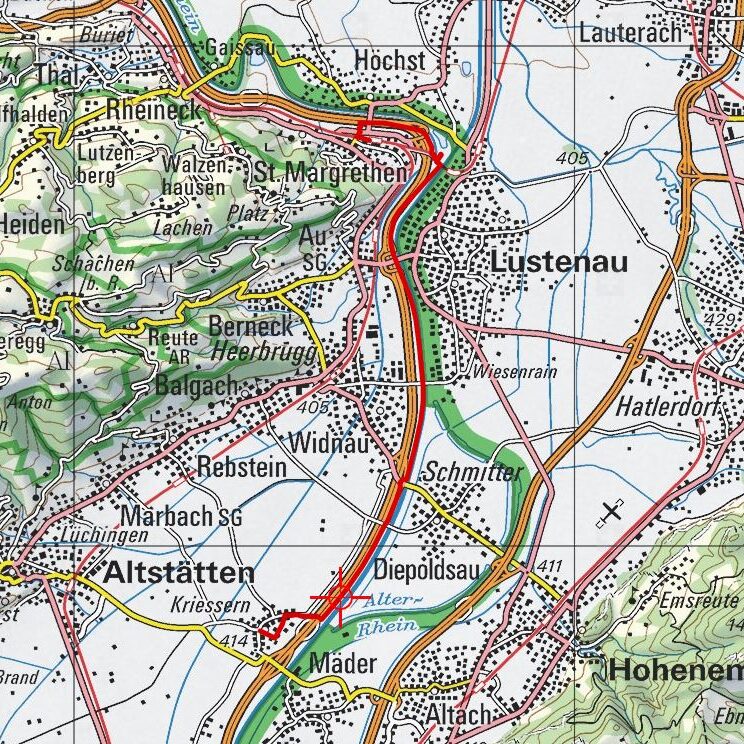 20180106 St. Margrethen - Kriessern Map