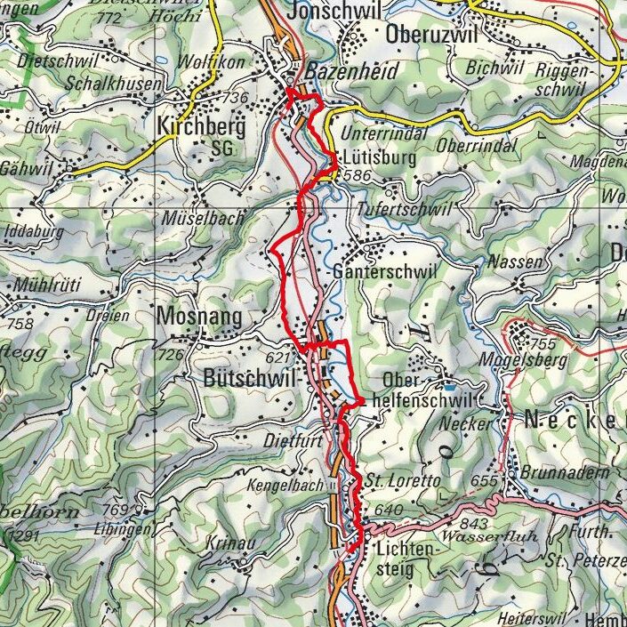 20190303 Lichtensteig - Bazenheid Map