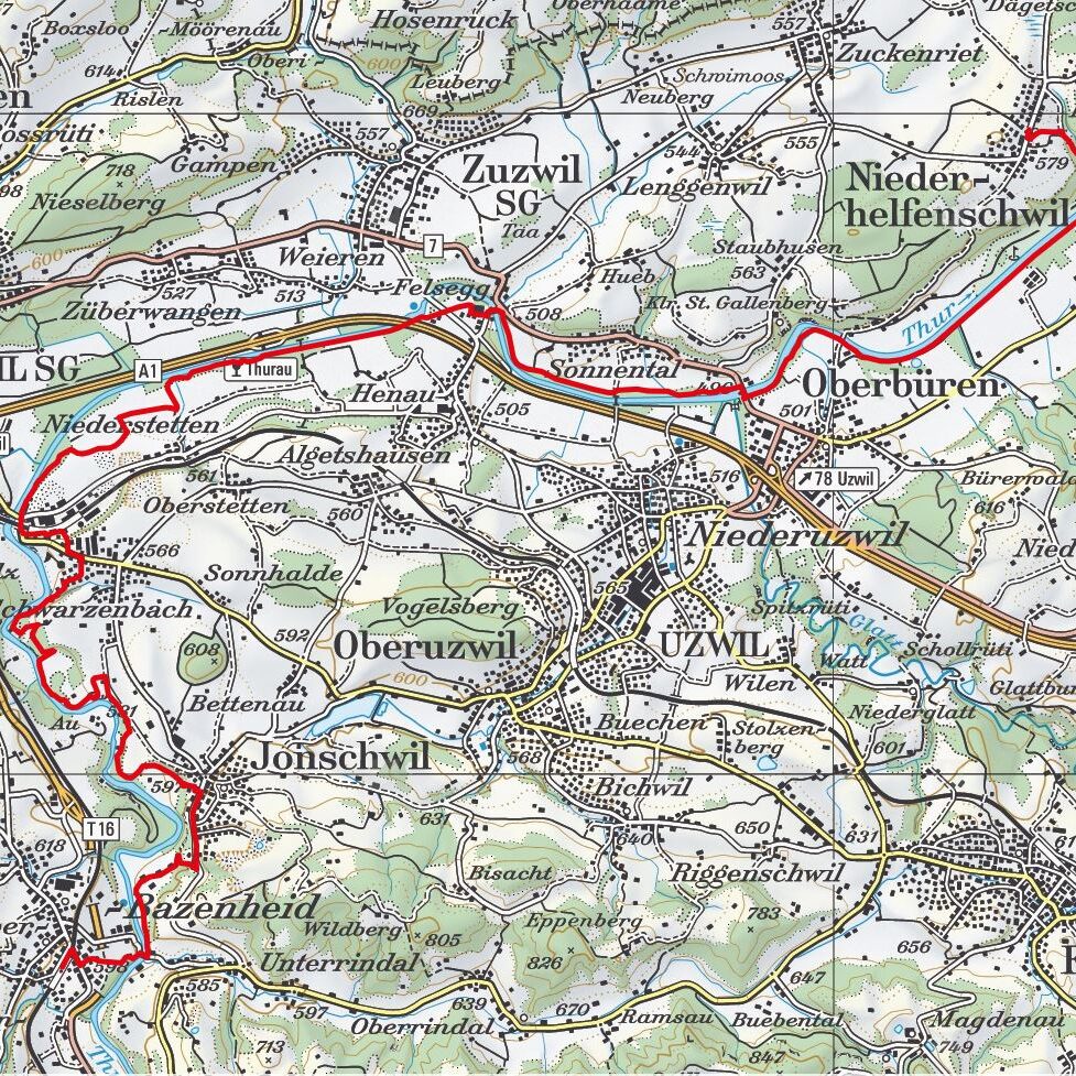 20190323 Bazenheid - Niederhelfenschwil Map