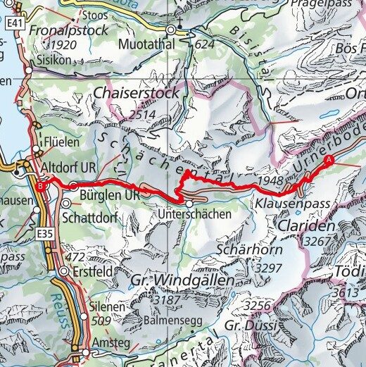210821 Urnerboden - Altdorf Map