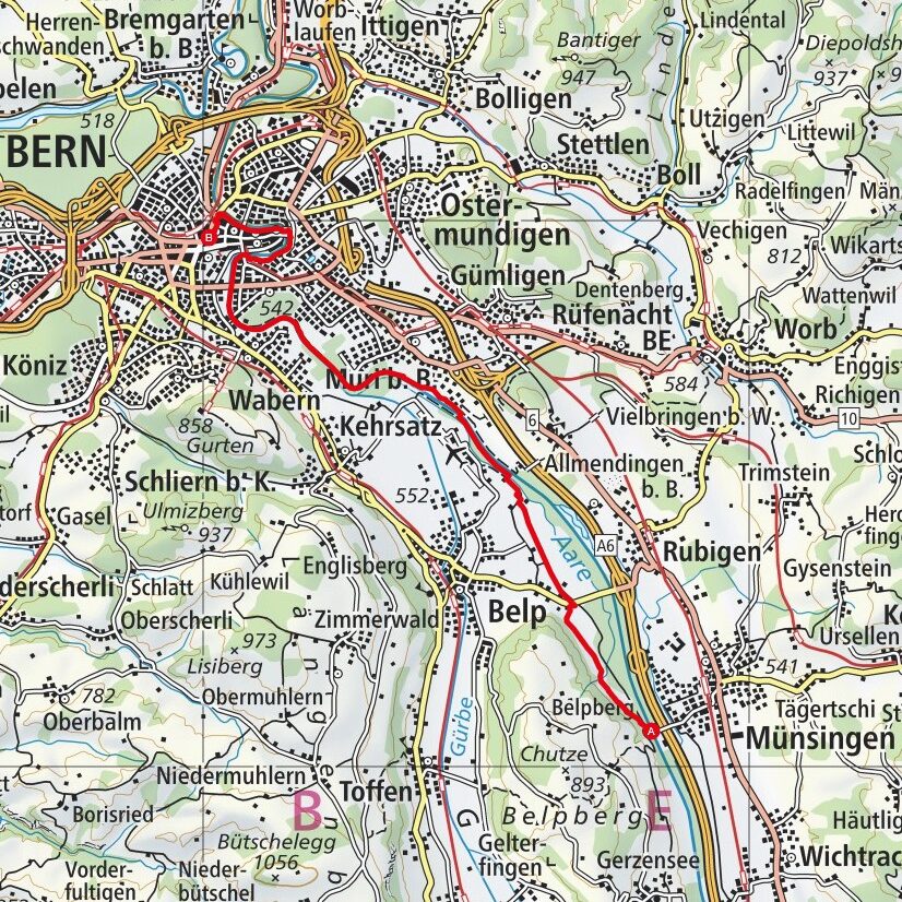220410 Münsingen - Bern Map