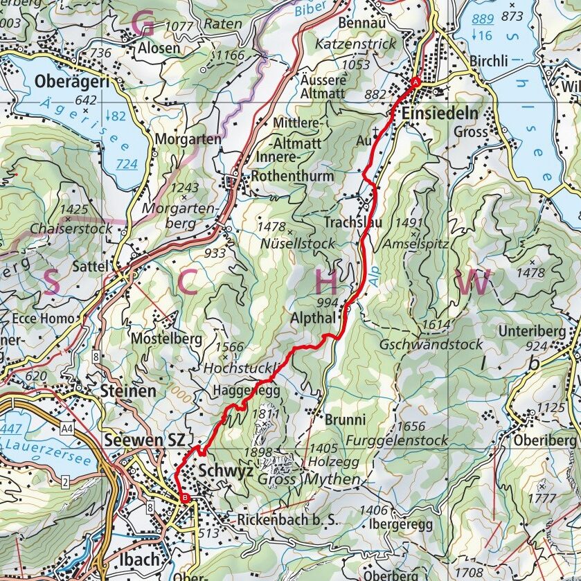 220710 Einsiedeln - Schwyz Map