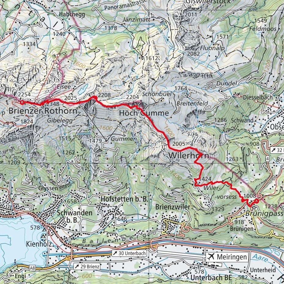220827 Brünigpass - Brienzer Rothorn Map