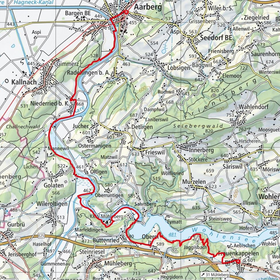 220908 Frauenkappelen - Aarberg Map