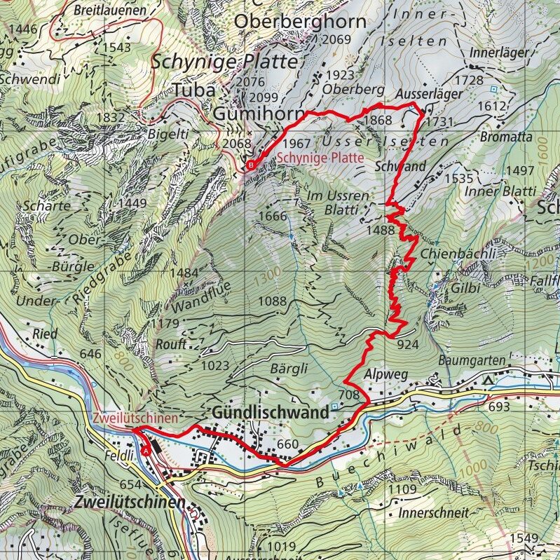 220912 Zweilütschinen - Schynige Platte Map