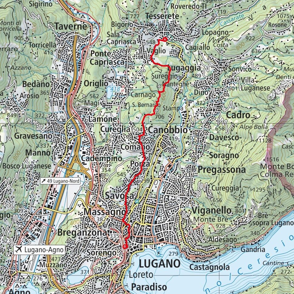 230129 Tesserete - Lugano Map