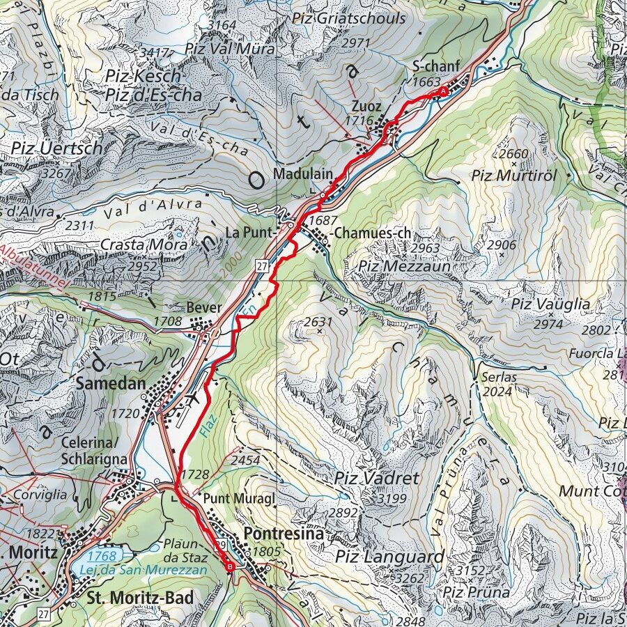 230611 S-chanf - Pontresina Map