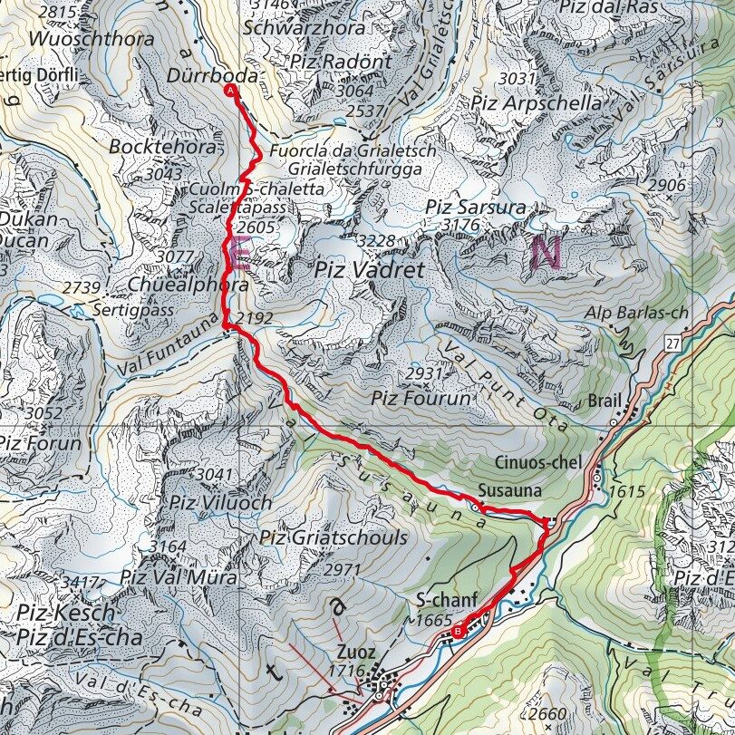 240804 Dürrboden - S-chanf Map