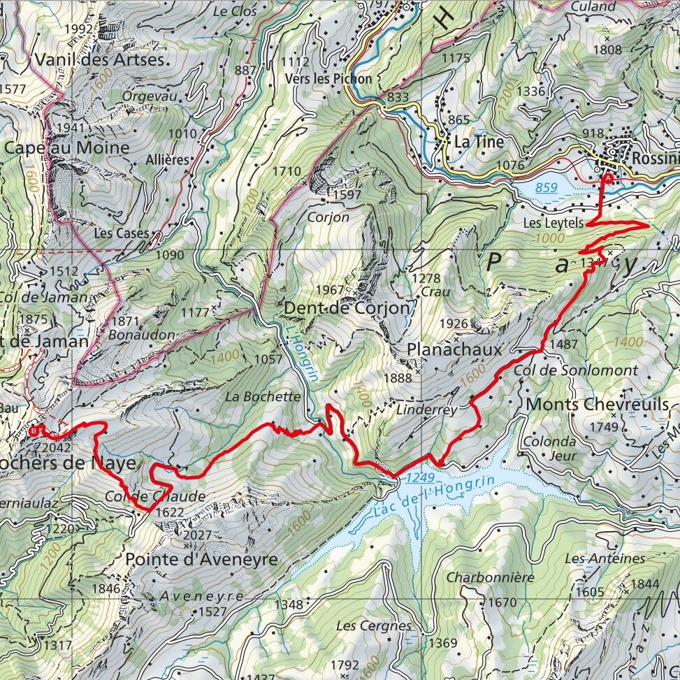 240917 Rossinière - Rochers de Naye Map