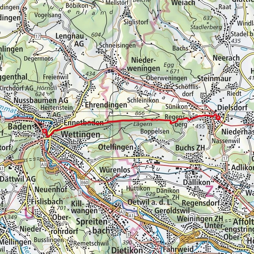 250112 Dielsdorf - Baden Map