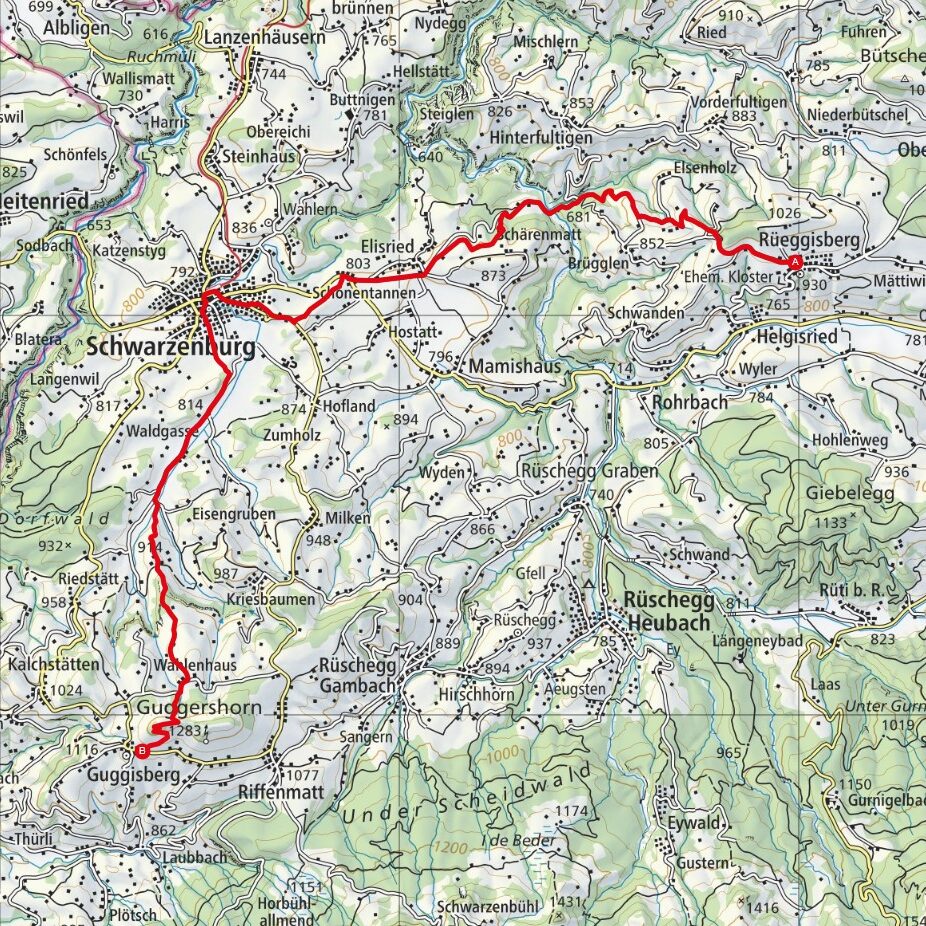 250411 Rüeggisberg - Guggisberg Map