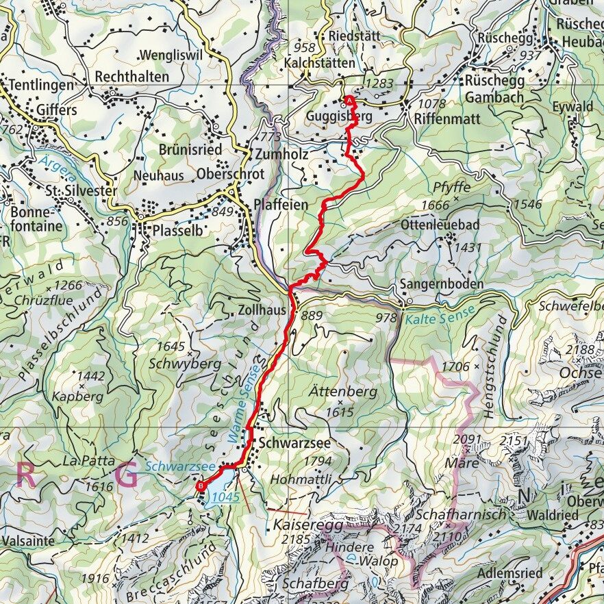 250412 Guggisberg - Schwarzsee Map