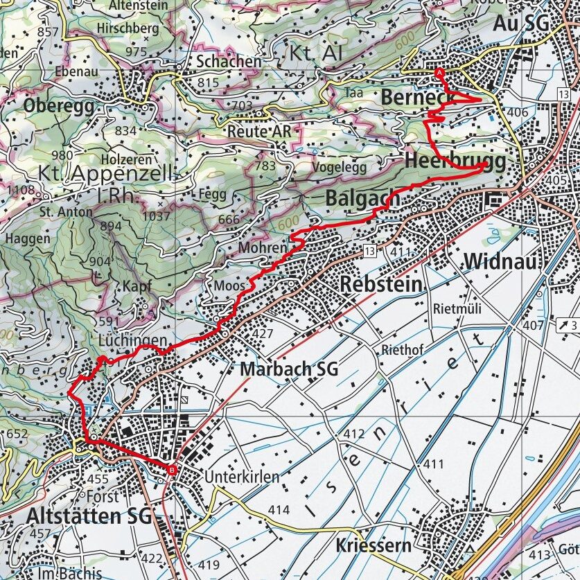 250421 Berneck - Altstätten Map