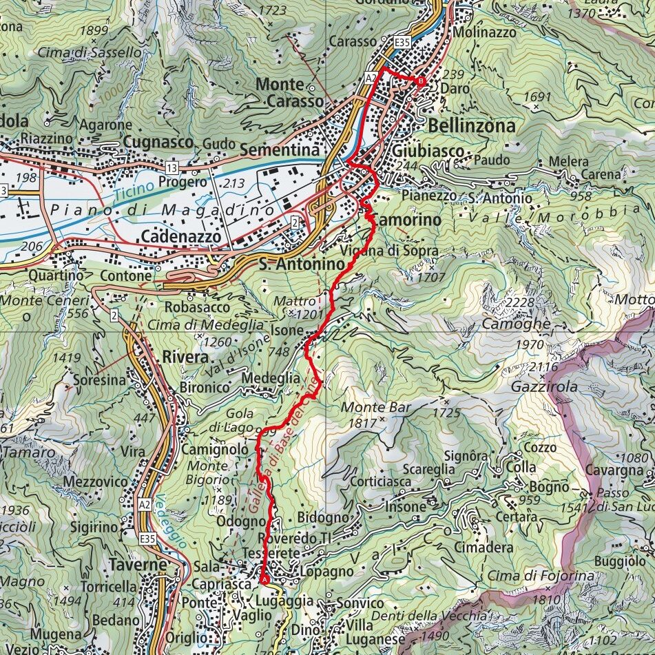 250525 Tesserete - Bellinzona Map