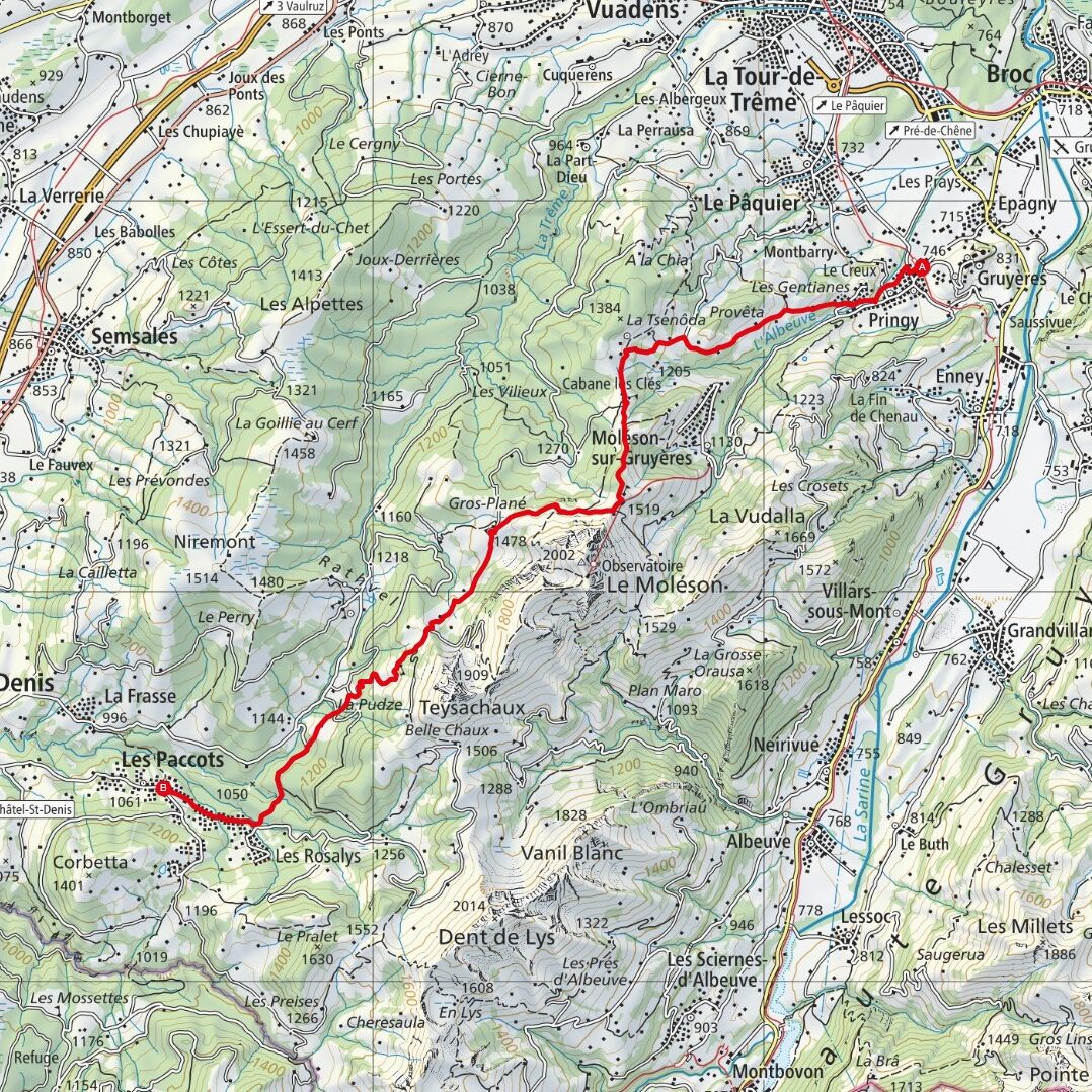 250619 Gruyères - Les Paccots Map