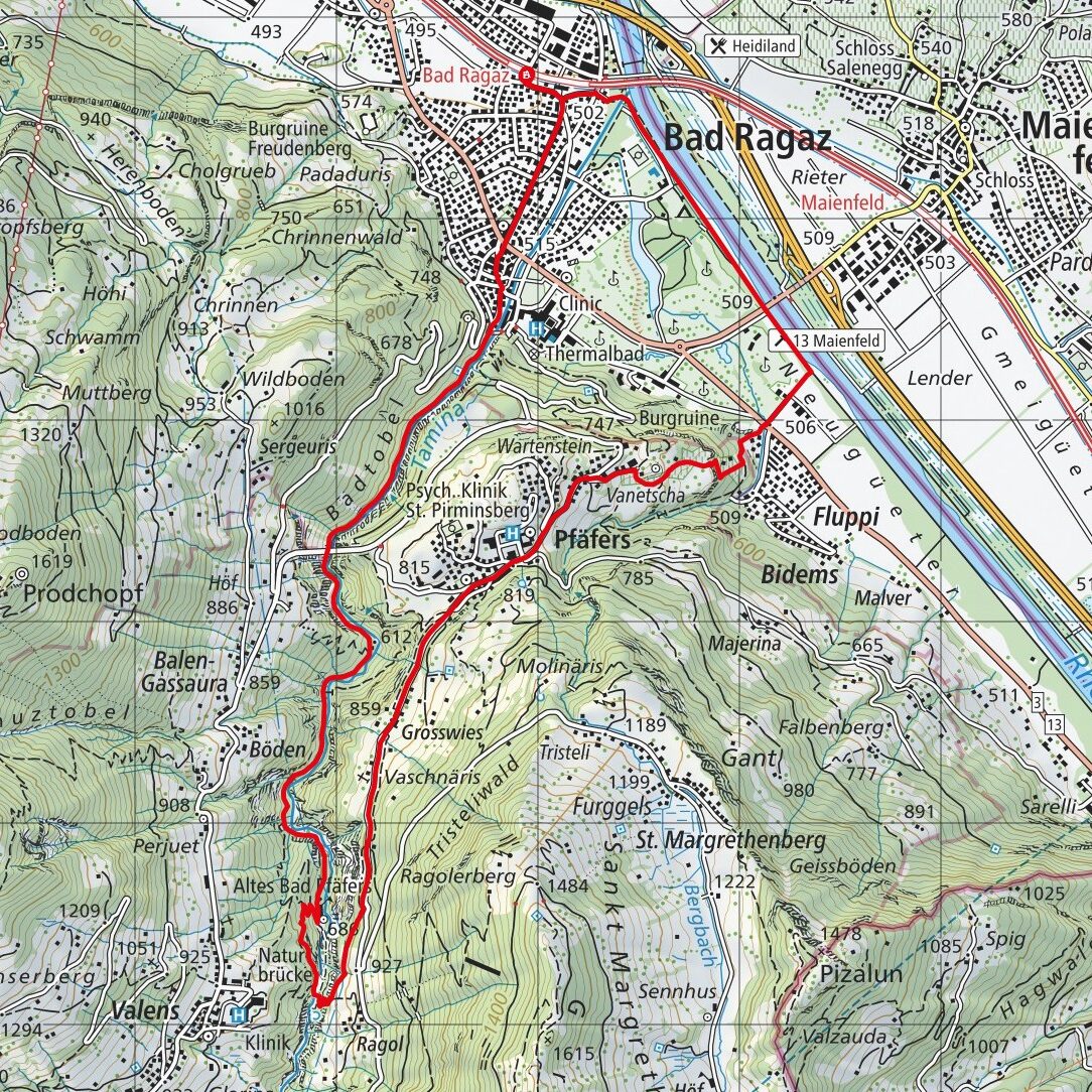 250819 Taminaschlucht-Rundweg Map