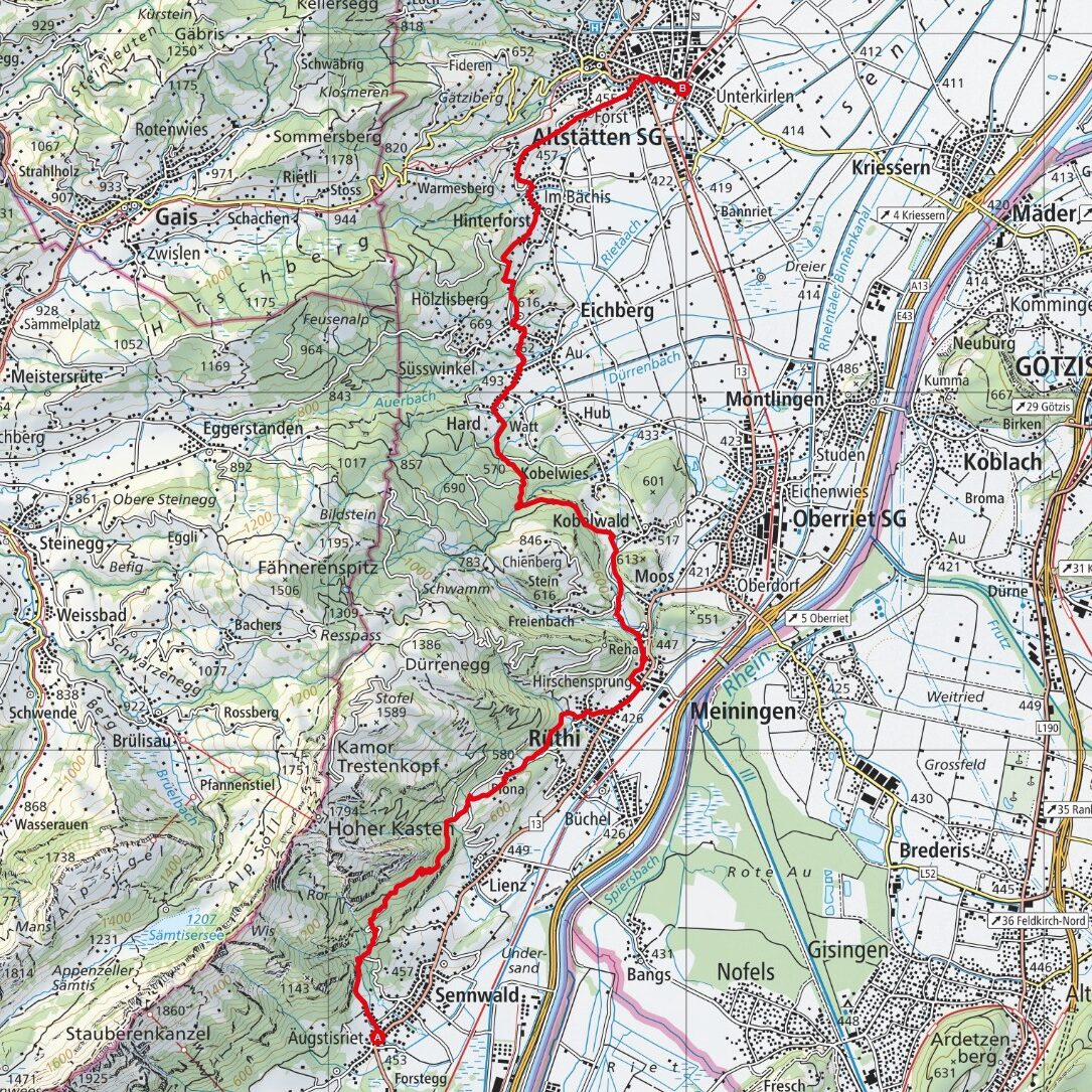 250831 Sennwald - Altstätten Map
