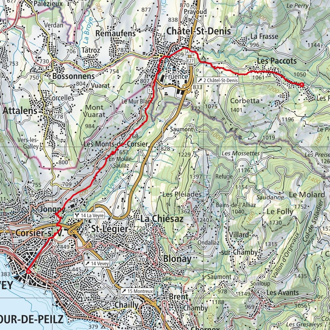 250920 Les Paccots - Vevey Map