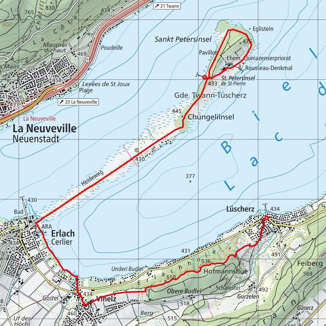 NOHUHN 250608 St. Petersinsel - Lüscherz Map
