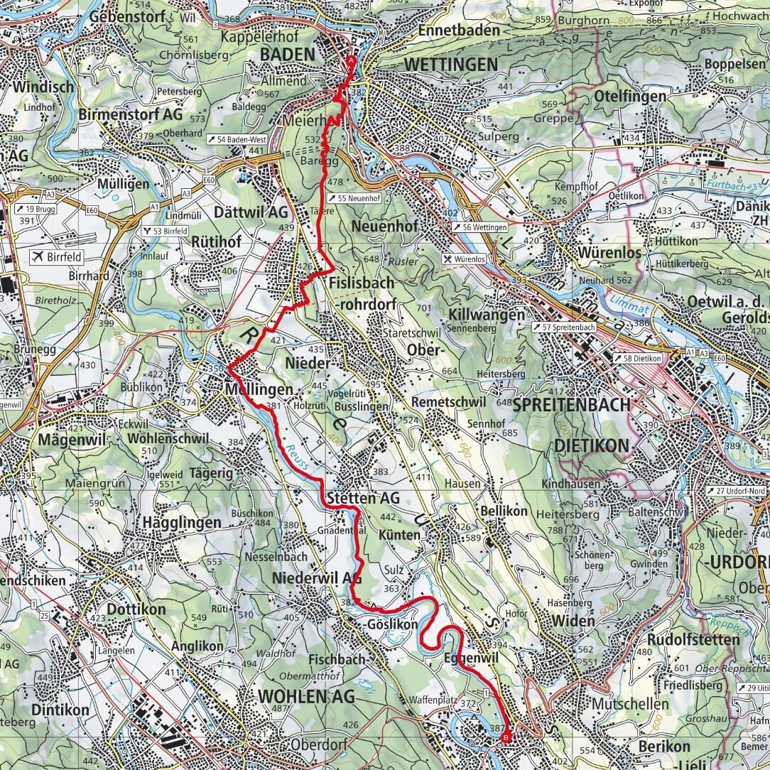 NOHUHN 250809 Baden - Bremgarten Map